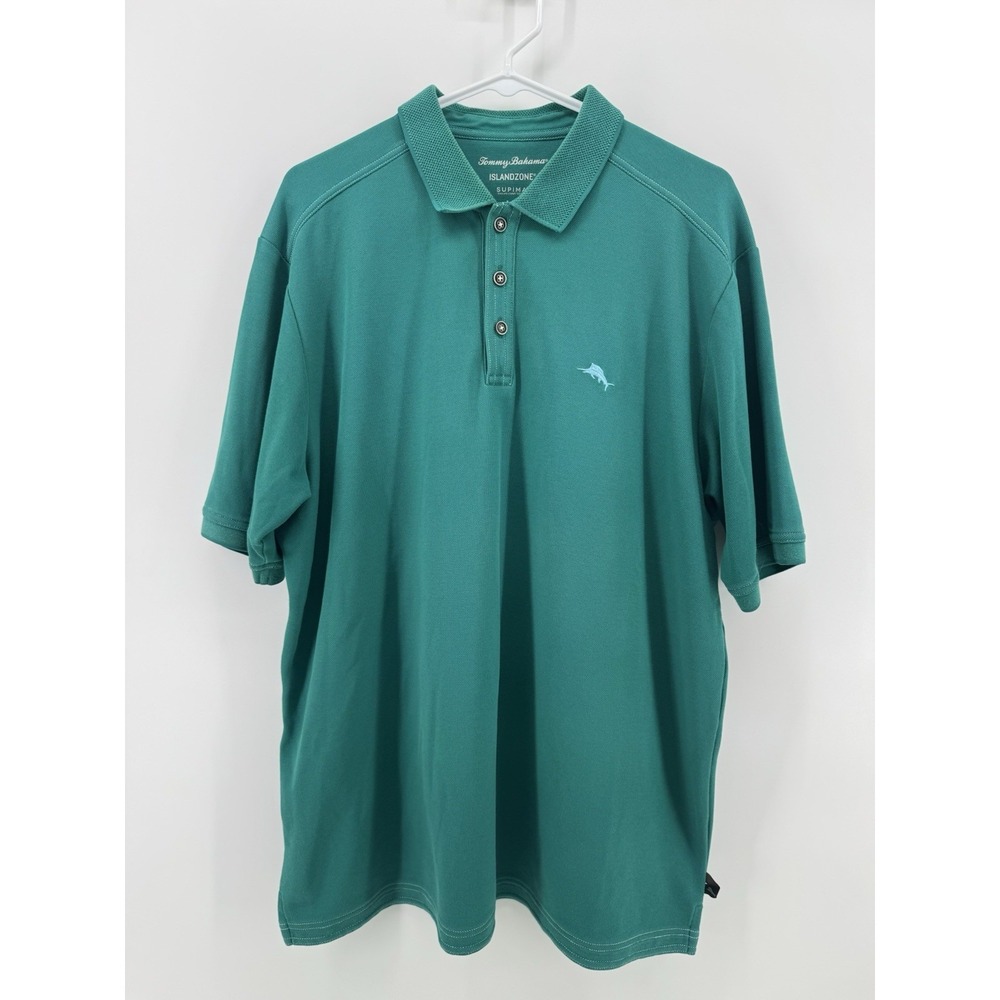 Tommy Bahama Island Zone Supima Green Men's Polo Shirt Size L